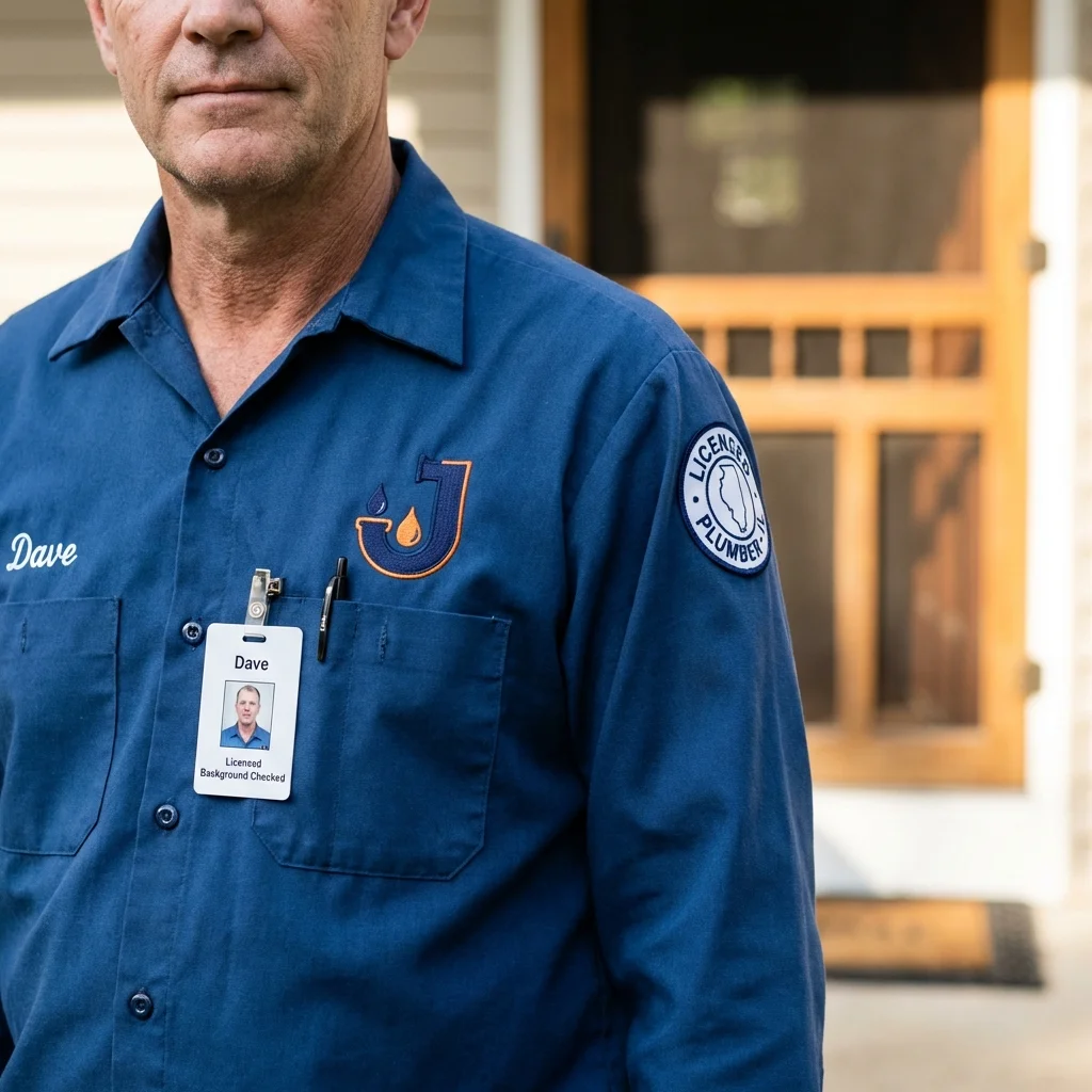 Licensed plumber showing ID badge in Frackville, PA