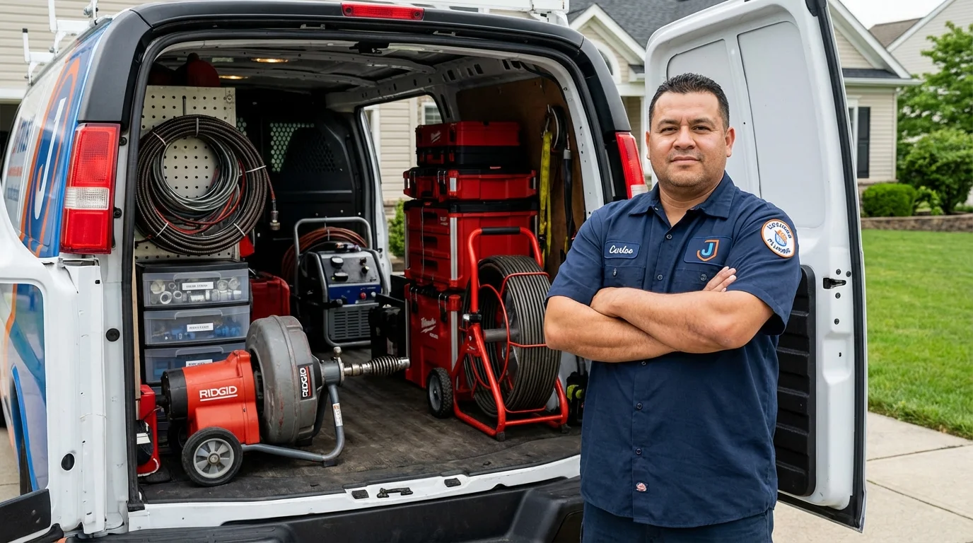 Professional drain cleaning equipment and Johns Plumbing LLC plumber in Frackville