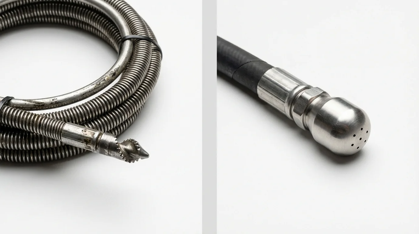 Drain snake cable and hydro jetting nozzle used for drain cleaning in Frackville, PA