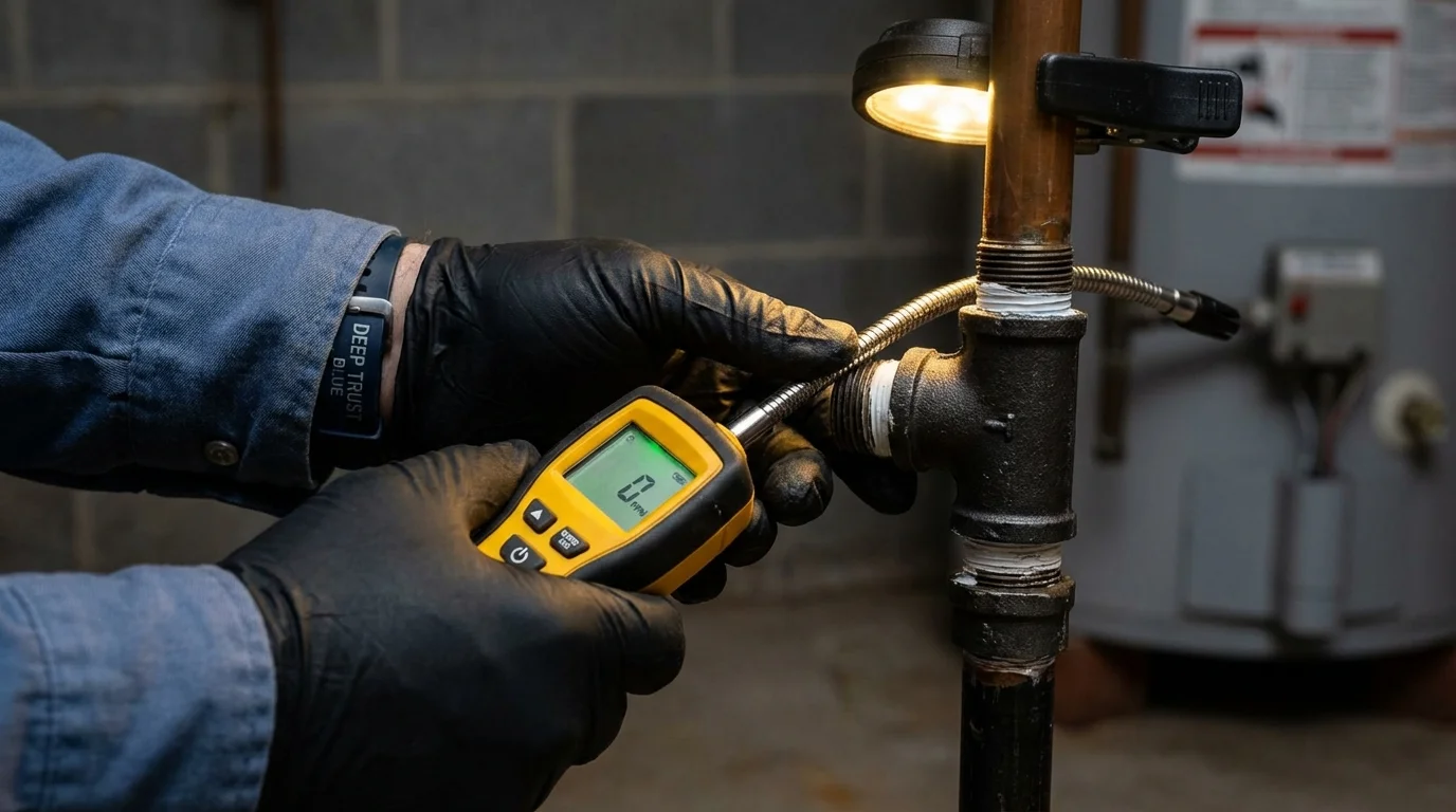 Gas leak detection with electronic sniffer by Johns Plumbing LLC in Frackville